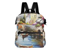 DEZIRO Rucksack für Ölgemälde, Maritime City, Schulranzen, Rucksäcke Daypack Reisetasche
