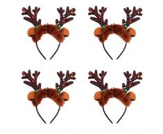 Lurrose Weihnachts-Haarreif mit LED-Beleuchtung, Weihnachtsgeweih, Kopfschmuck, Haarschmuck, Weihnachtsschmuck, Haarschmuck für Damen, Kinder, 4 Stück