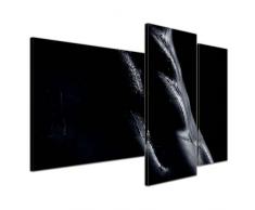 Wandbild - Mann Erotik - schwarz weiß - Bild auf Leinwand 130x80 cm 3 teilig - Leinwandbilder Bilder als Leinwanddruck Akt & Erotik Männerkörper mit Wassertropfen - schwarz weiß
