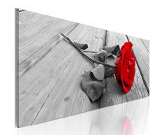 murando - Bilder 135x45 cm - Leinwandbilder - Fertig Aufgespannt - Vlies Leinwand - 1 Teilig - Wandbilder XXL - Kunstdrucke - Wandbild – Rose Liebe rot grau b-B-0026-b-a