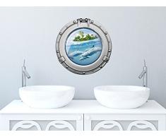 Graz Design 651022_40 Wandsticker Sticker Wandaufkleber für Badezimmer Bullauge Delfine Insel Wasser (Größe=40x40cm)