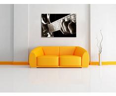 Dark Gitarre spielen Bild auf Leinwand, XXL riesige Bilder fertig gerahmt mit Keilrahmen, Kunstdruck auf Wandbild mit Rahmen, guenstiger als Gemaelde oder Bild, kein Poster oder Plakat, Format:80x60 cm