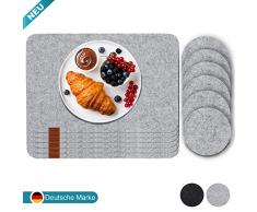 Luana Rose Platzset aus Filz inkl. Glasuntersetzer | 12er Set | Tischset abwischbar - 44x32 cm Platz Untersetzer - Platzdeckchen abwaschbar in Grau - Platzmatte rutschfest Platzset 6er Filz Beige
