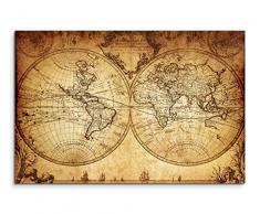 Kunstdruck auf Leinwand 120x80cm Künstlerische Fotografie – Weltkarte von 1733 in Sepia