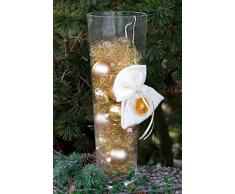 Adventsgesteck Nr.46 Glas mit goldenen Kugeln und LED Lichterkette mit Akku Weihnachtsgesteck, Wintergesteck, Advent Adventskranz