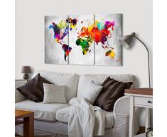 murando Weltkarte Pinnwand & Vlies Leinwand Bild 120x80 cm XXL Bilder mit Kork Rückwand 3 Teilig Kunstdruck Korktafel Korkwand Memoboard Pinboard Wandbilder Karte Landkarte k-A-0098-p-e