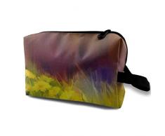 Schminktasche Kosmetikbeutel Ölgemälde Natur Gras Blumen Hpaint Nahaufnahme Gelb Löwenzahn Pastell Blumen Multifunktionale Tasche Travel Kit Aufbewahrungstasche