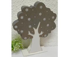 Deko Figur Objekt BAUM grau / weiß aus Holz 20 x 16 cm
