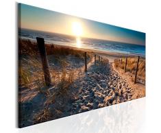 decomonkey Bilder Strand Sonnenuntergang 135x45 cm 1 Teilig Leinwandbilder Bild auf Leinwand Vlies Wandbild Kunstdruck Wanddeko Wand Wohnzimmer Wanddekoration Deko Meer Natur Landschaft