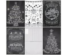 25-er Weihnachtskarten-Set:KREIDE-NOSTALGIE III 25 St. nostalgische Weihnachtskarten (5 Motive x 5 St. = 25 St.) in schwarz-weiss - ein Nostalgie-Weihnachtspostkarten-Set im Retro/Vintage-Stil