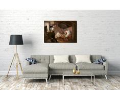 Carl Spitzweg - Der arme Poet, 60 x 40 cm (weitere Größen verfügbar), Leinwand auf Keilrahmen gespannt und fertig zum Aufhängen, hochwertiger Kunstdruck aus deutscher Produktion (Alte Meister bis Moderne Kunst). Stil: Romantik,