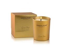 Simon & Tom Aromatische Duftkerze aus natürlichem SOYA WACHS. Langanhaltendes Duft mit Einer Brenndauer von 4 Stunden. (GRÜNE Rose)