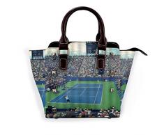 BROWCIN Match-Spieler gegeneinander Tennisplatz Publikum Meer von Menschen unter klarem Himmel Kunstdruck Abnehmbare mode trend damen handtasche umhängetasche umhängetasche