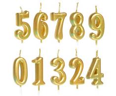 10 Stück Geburtstagskerzen, Zahlenkerzen 0-9, Glitzer, Kuchen-Dekoration für Geburtstag, Party, Gastgeschenk, Feiern, Gold/Silber/Rotgold 1