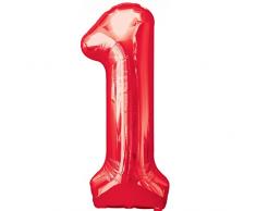amscan NEU Folienballon Große Zahl 1 rot, 33x86 cm