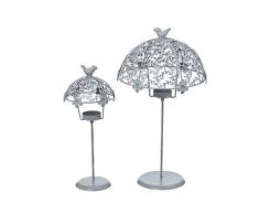 Windlichthalter Teelichthalter mit Schirm aus Metall Teelicht Gartendeko Metall Blüten Blätterranken H 35 cm 1 Stück