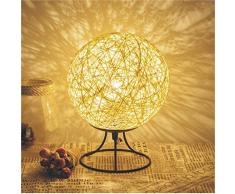 LIUNIAN Rattan Ball LED Nachtlicht, Nachttischlampe, Energiesparendes Stimmungslicht mit USB für Wohnzimmer Schlafzimmer Home Bookroom Dekoration (warmes Weiß)