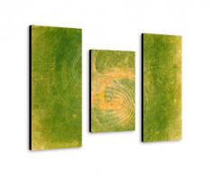 Lebensfreude - Feng shui Wandbild 100x70cm 3-teiliges Keilrahmenbild (30x70+30x50+30x70cm) abstraktes Wandbild mehrteiliger Kunstdruck im Gemälde-Stil - optisch wie handgemalt - glatte Oberfläche - Vintage