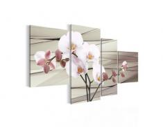 Runa Art Bilder Blumen Orchidee Wandbild 120 x 80 cm Vlies - Leinwand Bild XXL Format Wandbilder Wohnzimmer Wohnung Deko Kunstdrucke Grau 3 Teilig - Made IN Germany - Fertig zum Aufhängen 202031b
