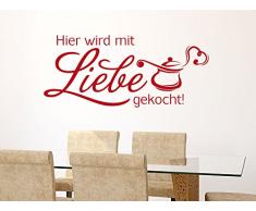 GRAZDesign Wandtattoo Küche Hier Wird mit Liebe gekocht Wand-Worte für Esszimmer Wand-Sprüche und Zitate für Fliesen, Wände, Möbel (68x30cm//073 dunkelgrau)