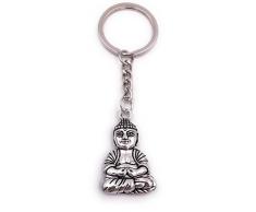 H-Customs Buddha Buddhismus Buddhafigur Schlüsselanhänger Anhänger Silber aus Metall