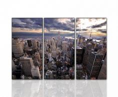Wandbild New York CITY Gesamt 130x80 cm (NY_Skyline_Panorama_3x40x80cm) Deko Bilder fertig gerahmt mit Keilrahmen groß im Bilder Shop. Ausführung schöner Kunstdruck auf echter Leinwand als Wandbild mit Rahmen. Preiswerter als
