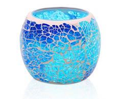 Larcenciel Teelichthalter Teelichtaufsatz aus Glas Glasaufsatz für Kerzenleuchter - Kerzenständer - Adventskranz (Blau)