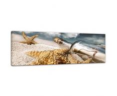 Kunstdruck - Flaschenpost mit Seesternen - 120x40 cm - Leinwandbilder - Bilder als Leinwanddruck - Wandbild von Bilderdepot24 - Landschaften - Küste - maritim - Flasche am Strand