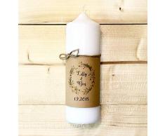 Hochzeitskerze mit Namen u. Datum, 25 x 8 cm