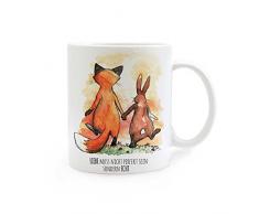 ilka parey wandtattoo-welt Tasse Becher Hase und Fuchs mit Spruch Liebe muss Nicht perfekt Sein sondern echt ts287