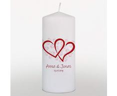 Hochzeitskerze mit Namen und Datum, Traukerze Hochzeit Herzen Verschlungen, Weiß