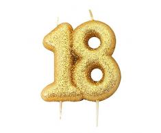 Glitzernde Zahlenkerze Goldene 18 9 cm