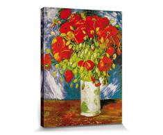 1art1 Vincent Van Gogh - Vase Mit Rotem Klatschmohn, 1886 Bilder Leinwand-Bild Auf Keilrahmen | XXL-Wandbild Poster Kunstdruck Als Leinwandbild 80 x 60 cm