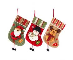 Bouder Weihnachtsstrümpfe, 3D, Plüsch, niedlich, Weihnachtsmann, Schneemann, Rentier, Socken, Dekoration, mit Schlaufen, Weihnachtsstiefel, Geschenkbeutel