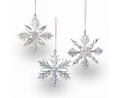 SIKORA BS131 Christbaumschmuck aus Glas EISKRISTALLE 3er Set H:7cm