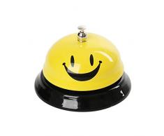 Funhoo Tischklingel Tischglocke Smiley Anruf Service Bell Metall Rezeptionsklingel mit klarem Klang für Hotel Restaurant Bar 6 x 8,5cm (Gelb)