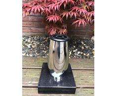 Grabvase aus Edelstahl 23cm x 12cm inklusive Granitsockel Schwedisch Schwarz- eckig 20cm x 20cm x 5cm Edelstahlvase Friedhofsvase Elegant Grabvase aus Edelstahl mit Sockel