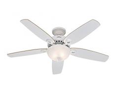 Hunter Fan Deckenventilator Builder Deluxe - Wendeflügel Weiß/Buche - mit Leuchte, Stahl, E14, 65 W, WHITE, 132 x 132 x 45.3 cm