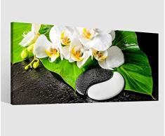 Leinwandbild Wellness Yin Yang Blätter Stein Spa Orchidee Feng Shui Leinwand Bild Bilder Wandbild Holz Leinwandbilder vom Hersteller 9AB046, Leinwand Größe 1:80x40cm