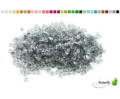 ca.100g Beutel Tautropfen ca. Ø 7 mm Raindrops Kristalltau Deko Streudeko Granulat Dekogranulat transparent (silber / grau 077)