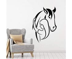 Pferdekopf Wandtattoo Mädchen Haustier Home Dekoration Kind Schlafzimmer Vinyl Aufkleber Wandbild 57X37Cm