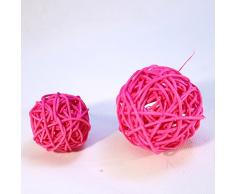 Rattankugeln sortiert, 3 cm, 4 cm, 7 cm, 10 Stück, Dekokugeln Tischdekoration - pink / fuchsia