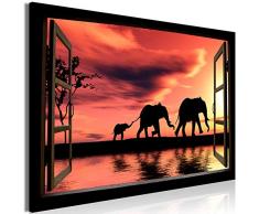 murando - Bilder Fensterblick 120x80 cm Vlies Leinwandbild 1 TLG Kunstdruck modern Wandbilder XXL Wanddekoration Design Wand Bild - Afrika Elefant c-C-0376-b-a