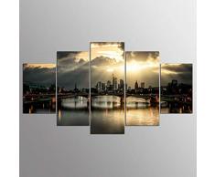 KGKBH 5 Leinwandbilder Wandkunst Malerei Wohnkultur Leinwand 5 Stück Brücke Landschaft für Wohnzimmer HD gedruckte Moderne Bilder