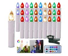 HENGMEI 40er Weihnachtskerzen Christbaumkerzen Christbaumbeleuchtung RGB Flammenlose mit Fernbedienung Weihnachtsbeleuchtung für Weihnachtsbaum, Hochzeit, Partys (40 Stücke)