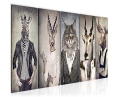 Bilder Tiere Hirsch Abstrakt Wandbild 150 x 60 cm Vlies - Leinwand Bild XXL Format Wandbilder Wohnzimmer Wohnung Deko Kunstdrucke Braun 5 Teilig - MADE IN GERMANY - Fertig zum Aufhängen 018356a