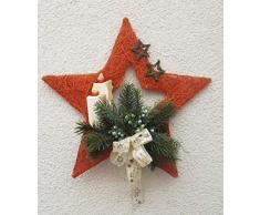 Generisch Türkranz Sisal-Stern Weihnachten 40cm x 45cm Terracotta-grün-Creme