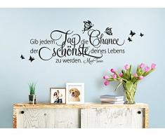 Wandora Wandtattoo Zitat Gib jedem Tag die Chance I schwarz (BxH) 90 x 31 cm I Mark Twain Wohnzimmer Flur Aufkleber Sticker Wandaufkleber Wandsticker Spruch W1534