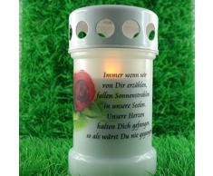 LED Grabkerze Trauerlicht für aussen und innen mit Spruch. 13cm. 1 Stück inklusive Trauerspruch Immer