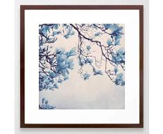 Fotografie Print Kunstdruck 12x12cm Magnolie blau Quadrat
